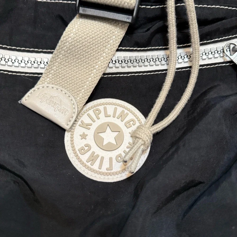 Kipling‎ black buckle drawstring nylon backpack